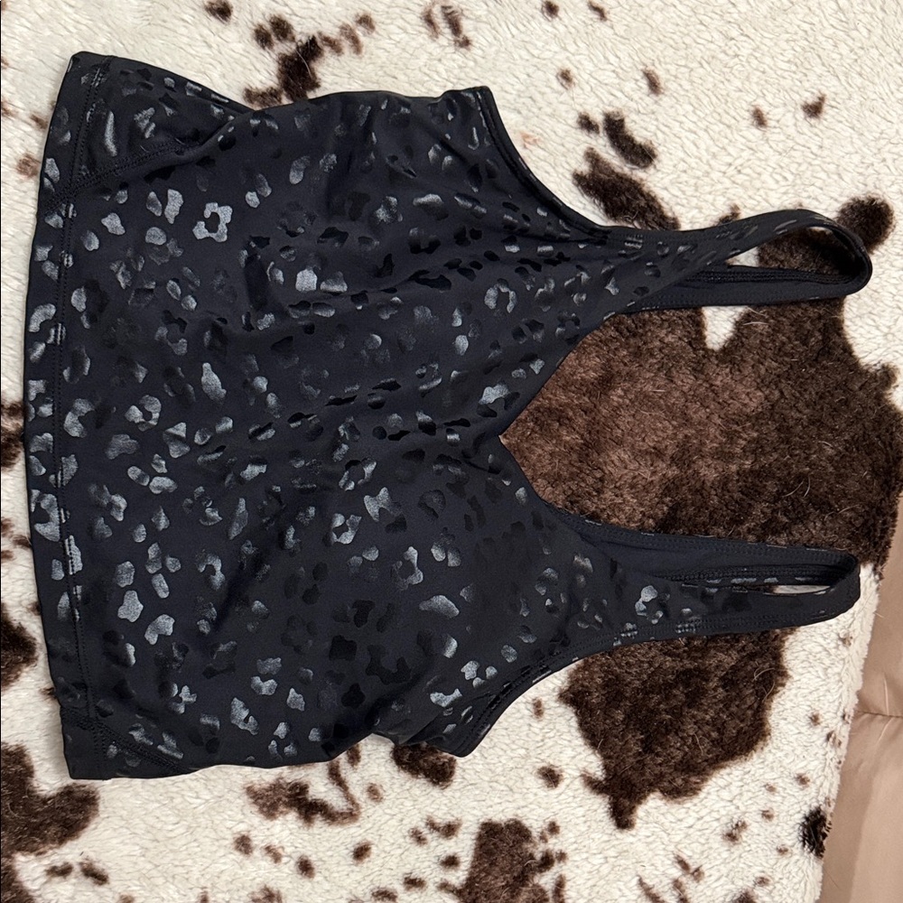 Black and Gray Leopard Print Sports Bra